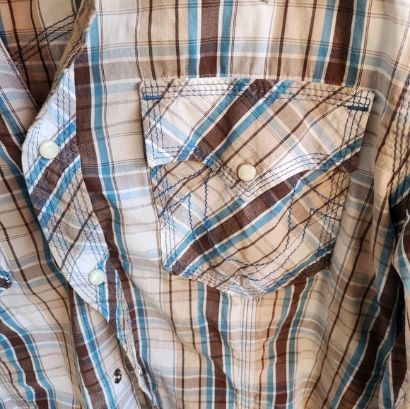 True Religion‎ Plaid Pearl Snap Button Down Shirt Men’s - Picture 5 of 6